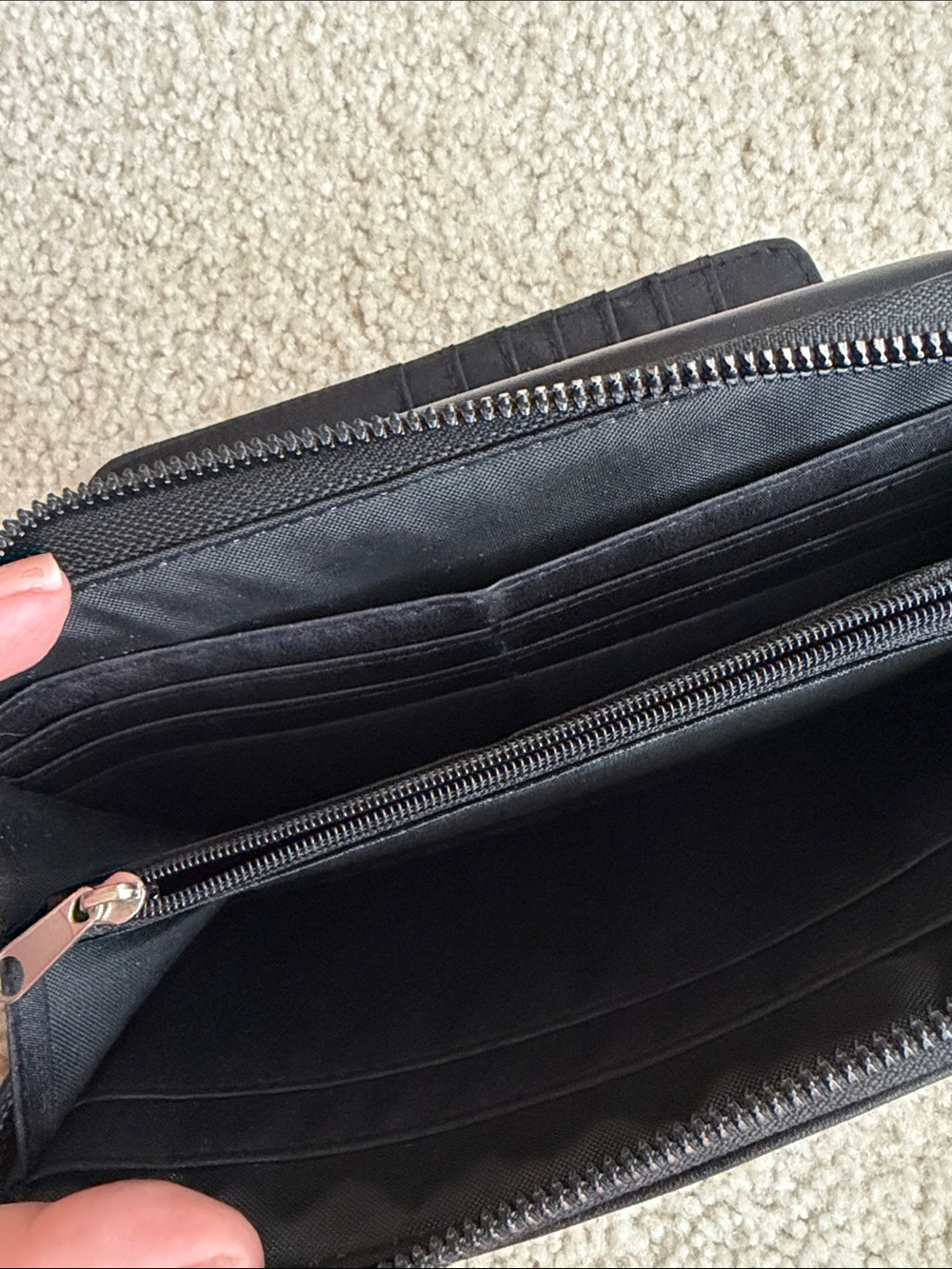 Tahari Black Leather Wristlet with Silver Logo Plaque - Picture 5 of 6